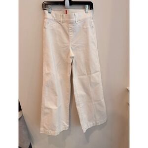 SPANX White Pants Womens Medium Petite High Rise Wide Leg Stretch Pull On